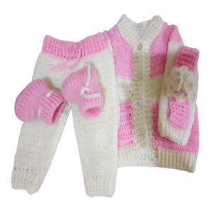 Babygirl crochet 4 piece set/crochet sweater suit for baby girl