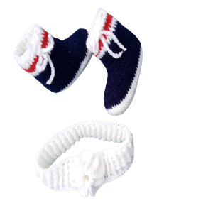 Adorable handmade baby girl gift package/pre-walker booties with matching headband