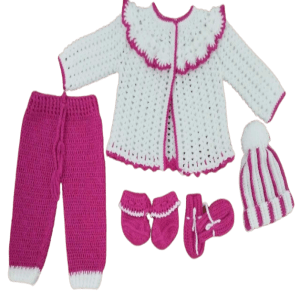 Baby girl crochet 5 pieces set/ newborn receiving set
