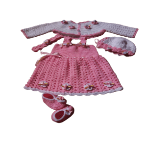Adorable handmade crochet baby dress with matching bolero jacket